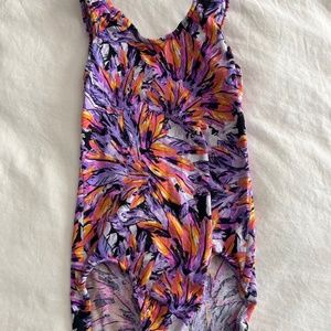 Orange and Purple Feather Leotard: Susie Q Leo’s